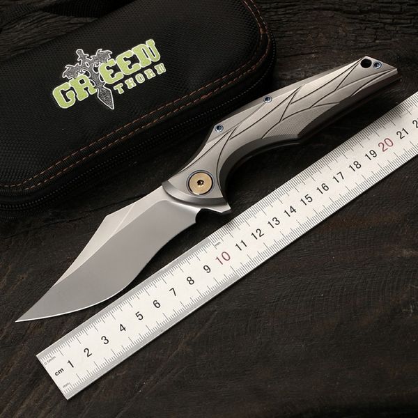 Design originale di Green Design originale pieghevole a apertura rapida Lnife M390 Blade TC4 in lega di titanio in lega di campeggio all'aperto LNIfe Pocket Lnife EDC Tool 329J