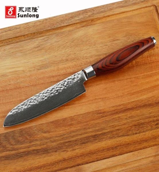 5 Zoll scharfes Santoku -Messer Chef039s Messer Damaskus Stahlwerkzeuge Japanisches Gemüsemesser Fortgeschrittene Farbe Holzgriff Küche Kniv21040877