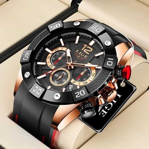 Armbanduhr Lige Herren Sport Quartz Watch Military Time Code Luminescent Date RegReio Maskulino+Box H240504