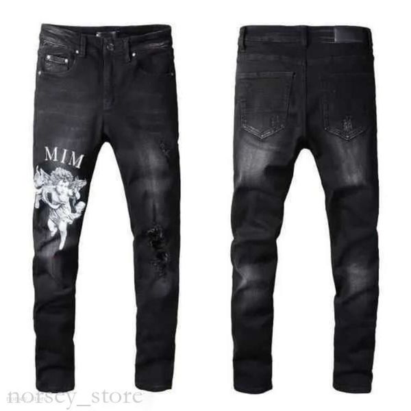 Amirir Jeans Herrendesigner Jeans Skinny Hosenlöcher Denim Mann gerade Bein Schlanker Fit Reißverschluss Hip Hop Biker Motorradhose Amirir Schuh Denim Teers Jeans 454