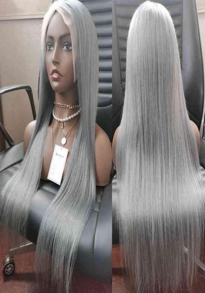 Jungfrau Brazilian Colored Transparent HD Frontgrau Deep Wave Grey Human Hair Frontaler Spitzenperücken für schwarze Frauen17228389912729