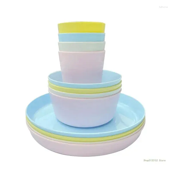 Flachwaren-Sets QX2E Cup Plate Bowl Set wiederverwendbares unzerbrechliche umweltfreundliche Geschirrspülmittel für Geschirrspuren