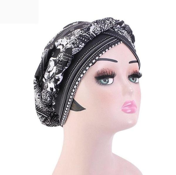 Beanieskull Caps Summer Flower Print Turban Муслимная шляпа мода плетеная банданас Индия Глава