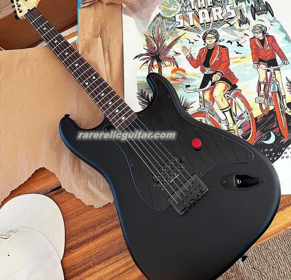 To Stars Limited Edition Tom Delonge Matte Black Electric Guitar Special Red Roob Выгравированная пластина для шейного хвостового моста черное оборудование