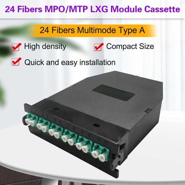 Modulo in fibra MPO/MTP Box 24 fibre Multimodi ad alta densità MPO a LC UPC Conversione Polarità della cassetta A/B Plug-N-Plug-N-PLAY