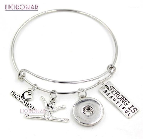 Bracelets de charme 10pcslot inteiro I Love Gymnastics Bracelet Ginasta Baglet Sport Gifts Jóias Snap11105185