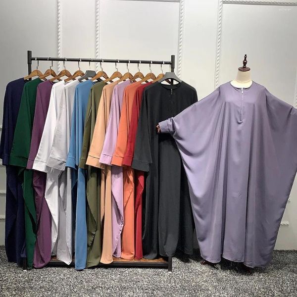 Ethnische Kleidung Dubai Türkei Eid Abaya Frauen Muslim Batwing Ärmel Maxi Kleid Islamische Abayas Arabische Robe Middle East Burqa Kaftan Gebet