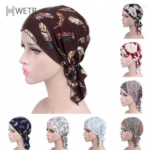 Boinas femininas Muslim Turban Cancer Chemo Cap Wrap Wrap Head Chead Caps Chaps