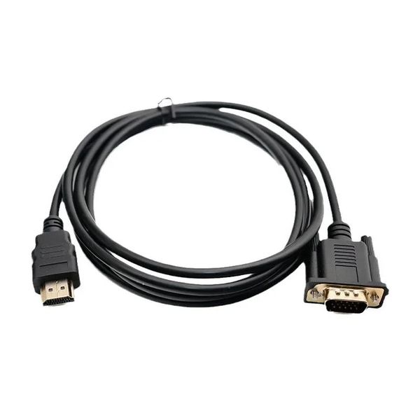 Sem chip preto 1 m 8 compatível com HDMI para VGA Computer Notebook Adaptador de vídeo Cabo