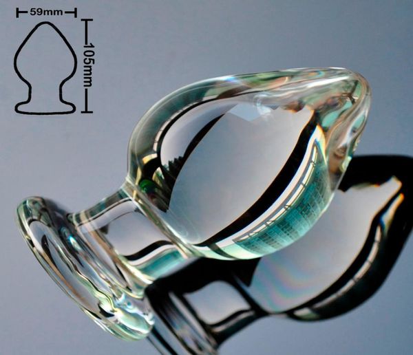 59 -миллиметровый больший размер Pyrex Glass Anal Dildo Big Crystal Bead Bear Beart Plug Plug