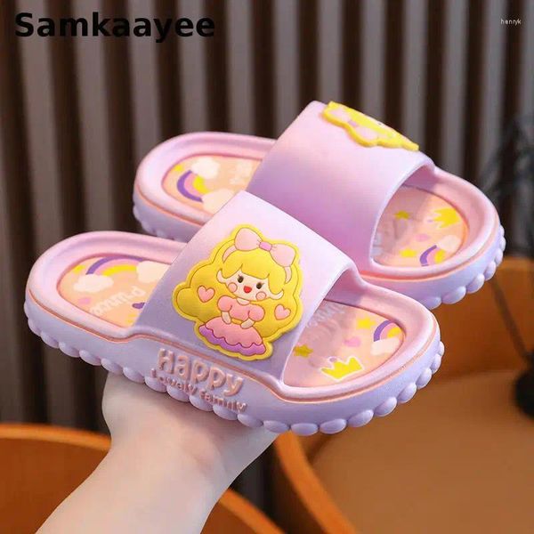 Slippista 4-18 anni Slipisti Summer Girls Scarpe per bambini Cartoon Sole Anti Slip Slide Bath Bath Baglie Principessa Sandali domestici interni