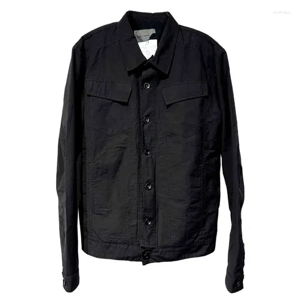 Erkek Ceketler Koyu İnce Takım Stereoskopik Kesme Ceket Erkekler Bahar Sonbahar Siyah Yıkalı Ceket