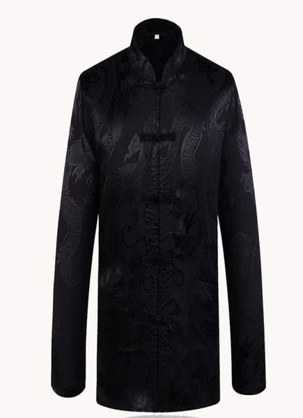 MEN039s Giacche di marca Arrivo Black cinese tradizionale in raso Collano Dragon Dragon Candata Tannocchia Coaching Coat12409689