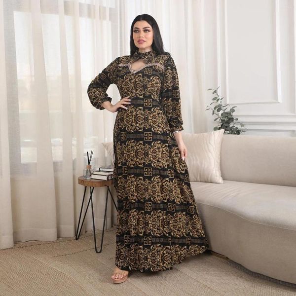 Ethnische Kleidung Afrika Mode gedruckt Seiden Kaftan Diamond Arabische Frauen Maxi Kleider loser Sommer langer Kleid Lady MQ070