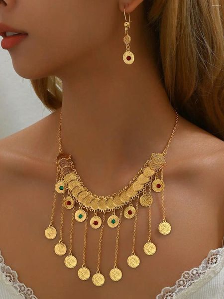 Orecchini di collana set Luck 18k oro oro 3 pezzi 3 pezzi/set alla moda semplice pendolar