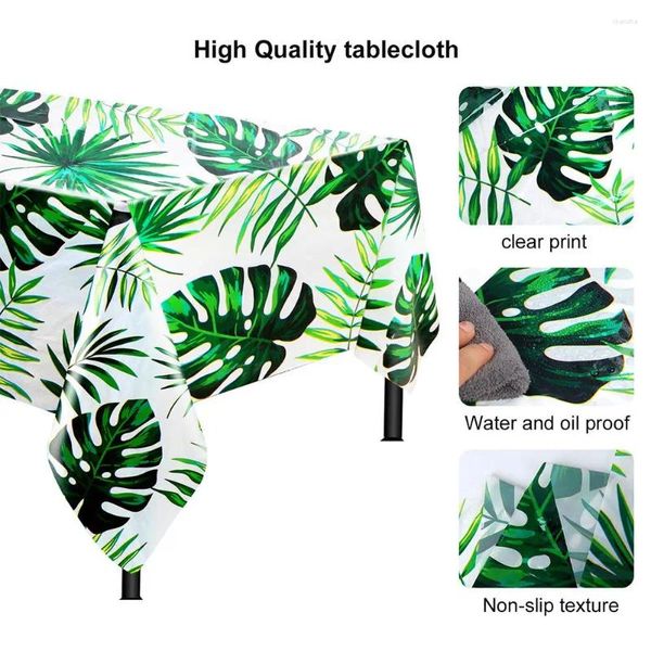 Сторонная ткань тропическая гавайская скатерть пальмового листа - водонепроницаемая масляная устойчивая клетчатая крышка Peva для украшения вечеринки L5I3