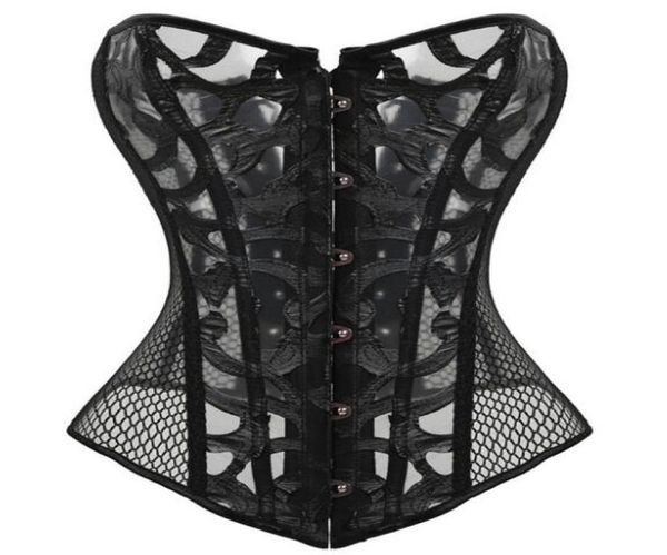 Sexy addestramento a vita corsetto cornice shaper donna corsetto in pizzo nero su un corsetto overbusto trasparente mobile floreale mesh gotico c6633088