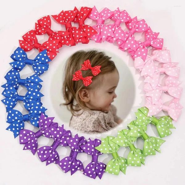 Accessori per capelli 2in 24 PC Polka White Dot Clip a prua a fili misti Accessori Accessori per pin Tespaggio per pin Gentile ideale per ragazze