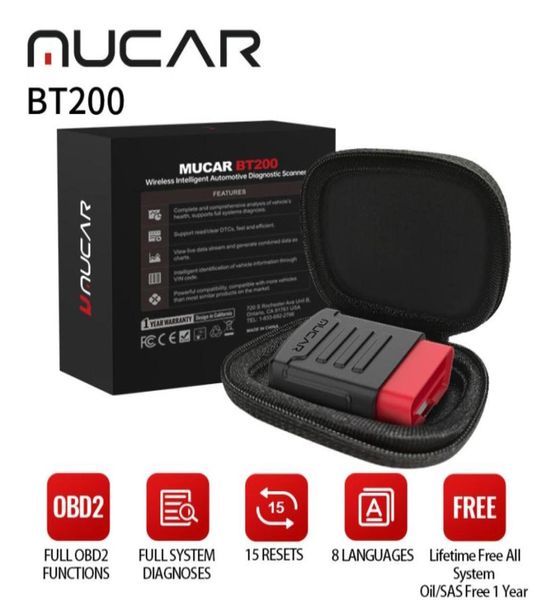 Thinkcar Mucar BT200 Auto Diagnostic Strumento OBD2 Scanner Sistema completo 15 Ripristina 1 anno Aggiorna olio SAS72340143608263