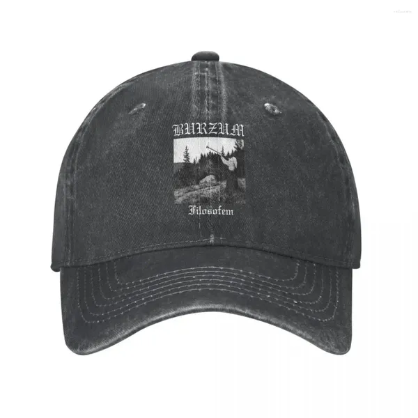 Top Caps Siyah Metal Filosofem Erkek Kadın Beyzbol Kapağı Burzum Sıkıntılı Denim Şapkalar Vintage Açık Mekan Aktiviteleri Ayarlanabilir Fit Güneş