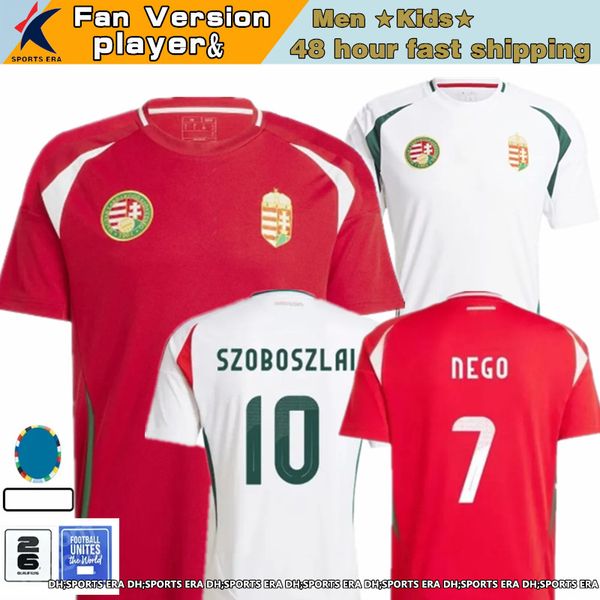 2024 Macaristan Futbol Forması Szoboszlai Gazdag Roland Yeni 24 25 Hungarian Milli Takım Erkekleri Ev Kırmızı Uzak Beyaz Futbol Gömlek Üniforması