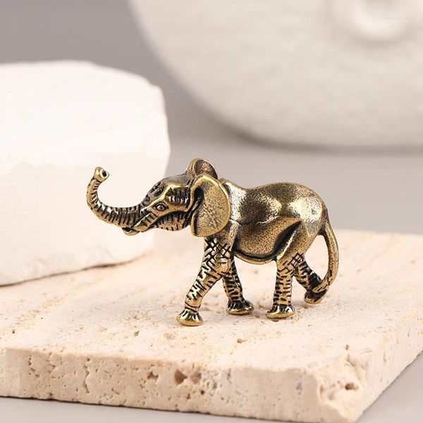 Dekorative Figuren 1PC Antike Bronze Minature Elefant Tea Haustisch Tisch Ornament Dekorationen Feste Kupfer Tierhandwerk Wohnkultur