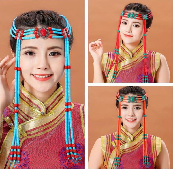 Длинные кисточки монгольские аксессуары женские фестиваль фестиваль головной убор красивых танцев аксессуары для волос