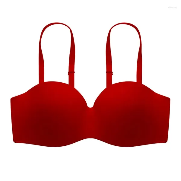 Bras Solid Solless sem alças Duas tipos usam roupas íntimas de roupas íntimas do peito Anti -Slip para vestido de noiva Solping Intimates Invisible Intimates