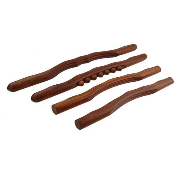 4pcs Scraping Stick Holz Rücken Schulter Nacken Taille Beinmassage Werkzeuge Burner Meridian Pinsel Schlanker Cellulite Massager Stange X0426254M9072003