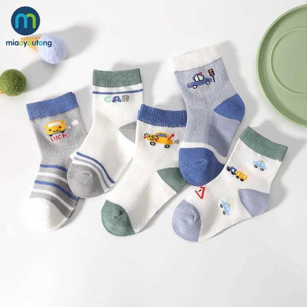 Calzini per bambini 5 paia/set di calzini da bambino per bambini in maglia estiva calze sottili per ragazze in cotone neonato neonato da bambino calzini a buon mercato Miaoyoutong Y240504