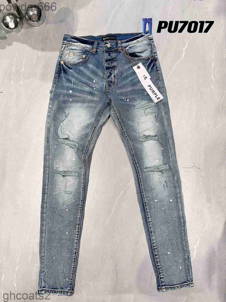 Jeans masculinos Skinny Mens Jeans Designer roxo Ripped Bike Slim Straight Fold Moda Moda Marca Retro Hip High Street 40 XSB4xjee