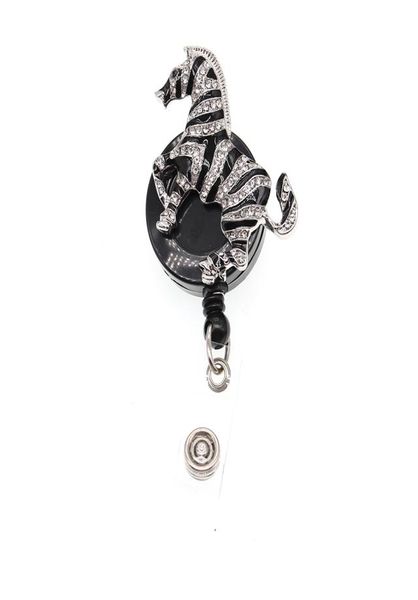 10pccslot Animals Styles Rhinestone Black White Zebra Badge Holder OfficeSchoolmedicalNurse Ratgue retrátil Holder8994000