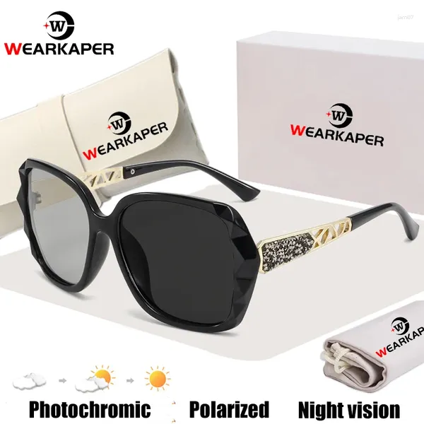 Occhiali da sole Wearkaper Trends Porized Pochromic Night Vision Women Glasses Sun Sun Shade Female Guide Eyewear anti-Gar a Guosa