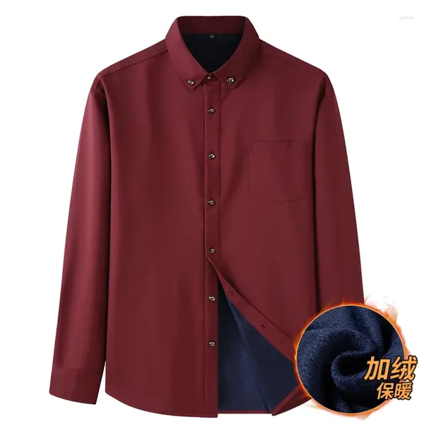 Camisas casuais masculinas Men camisa lã de outono de inverno de manga longa plus size 6xl 7xl 8xl 10xl de tamanho vermelho quente e quente flanela formal grossa alta