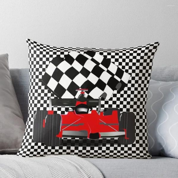 Pillow Red Race Auto con flag bandiere a scacchi Fillewcase Coperture di copertura natalizia del divano