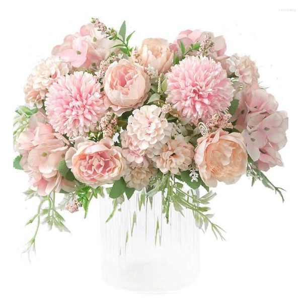 Flores decorativas 1pc Hydrangea de seda artificial Decorações de Natal para festa de casamento em casa Acessórios de noiva Falsa Peony