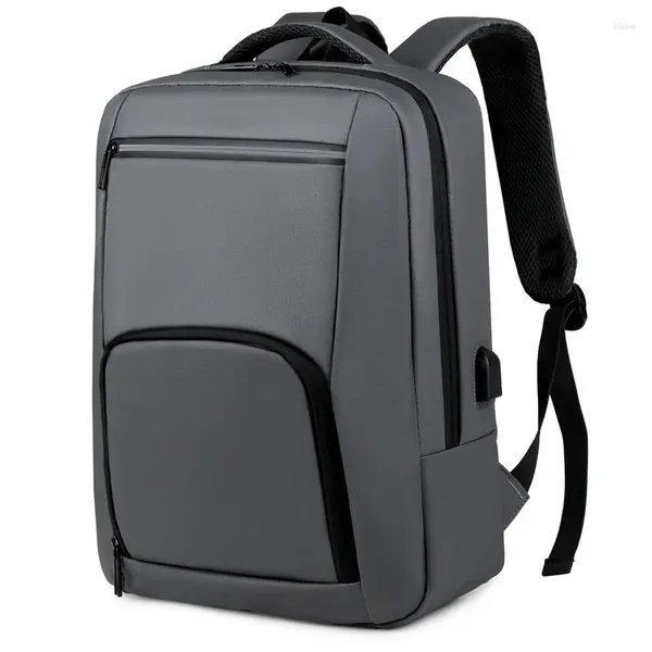 Zaino uomini in pelle nera impermeabile personalizzate da 15,6 pollici borse per computer grandi business da viaggio da viaggio USB per donne