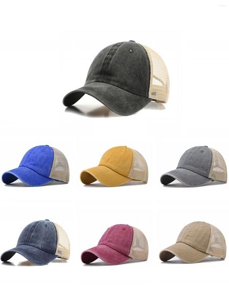 Tampas de bola Mesh hat baseball beisebol rimcado curvido brim unisex vintage chapéus lavados de baixo perfil ajustável Caminheiro não estruturado Cap-chapéu de pai-chapéu