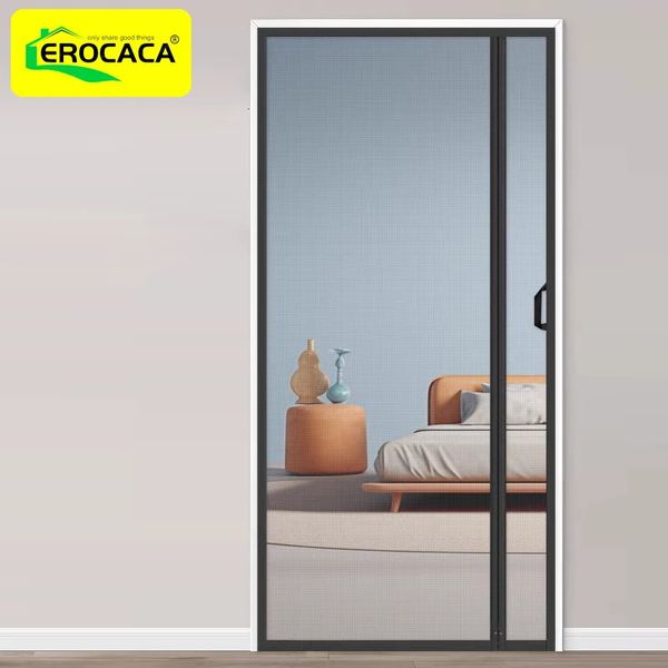 Erocaca Black Magnetic Screen Door Mosquito Curta