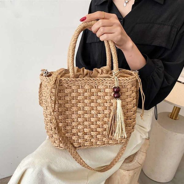 Abendtaschen Fashion Quasten Strohhandtasche Sommer Strand handgewebte Rattan Geldbeutel Frauen gewebt Weidenkorb Crossbody Böhmen Böhmen Schultertotte