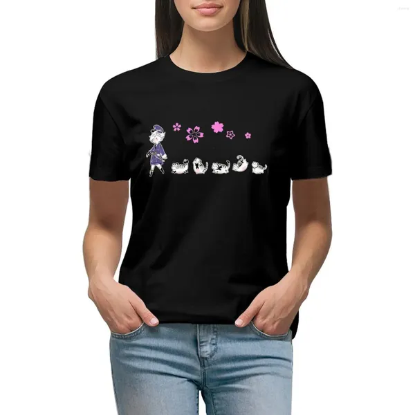 Polos feminino Anime Gokotai Camiseta clássica de camiseta clássica de moda coreana camisa estampada de animais para garotas edição de gráficos T Camisetas