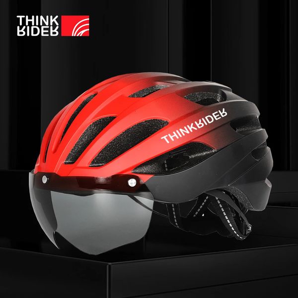 Thoughrider Cycling Helmet Man Women Led Light Road Mountain Bike Lens per andare in bicicletta per skateboard scooter 240428