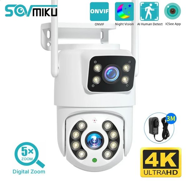 4K 8MP PTZ Wi -Fi Camera Dual Lens Outdoor Night Vision обнаружение человека.