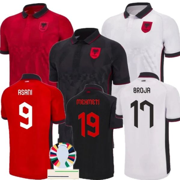 23 24 Jerseys de futebol da Albânia Jerseys Seleção Nacional Uzuni Hysaj Lenjani Abrashi Ramadani Red Away White 3rd Black Football Cirches Albânia