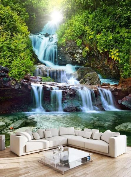 Waterfall Nature Landscape 3D PO Wallpaper per camera da letto Soggiorno divano TV sfondo cartapesta peint murale poster personalizzato murale2352909