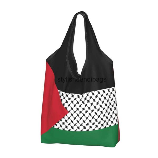 Bolsas de lona de moda Bolsa de compras palestina reutilizável Máquina dobrável Lavagem de armazenamento amigável ao meio ambiente H240504