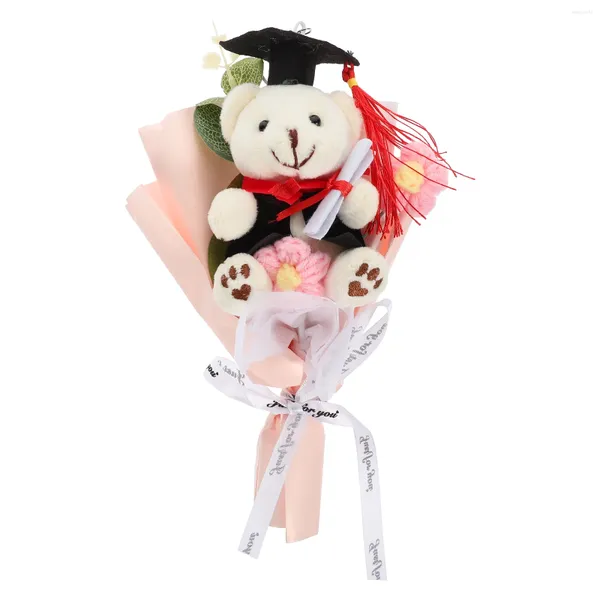 Flores decorativas Decoram banquetes de estatuetas de urso com graduados Decorações de acessórios para presentes