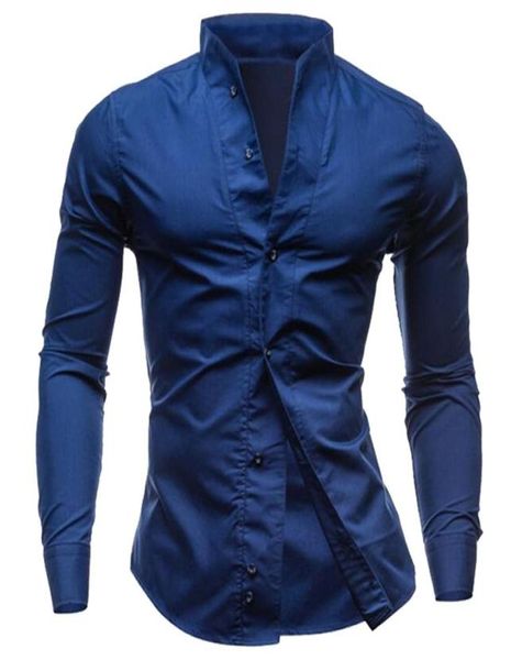 Atacado- gen mass manga longa camisetas dianteiras de folga slim fit tee5232086