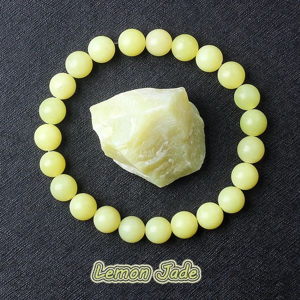 Natural Lemon Jades Armband gelbe Steinperlen Armbänder für Männer Frauen Eis Edelschwanger Elastic Schmuck Geschenkliebhaber 240423