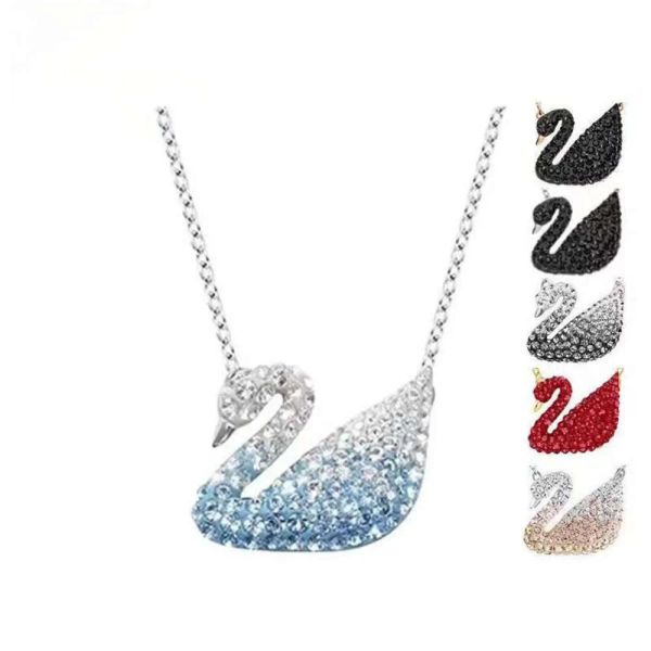 Nuova Fashion Swan Necklace Designer Jewelry Necklace Cover Woman Gradient Crystal Diamond Exquisite Fashion Party Chain Clavicle Chain Original Edition Accessori